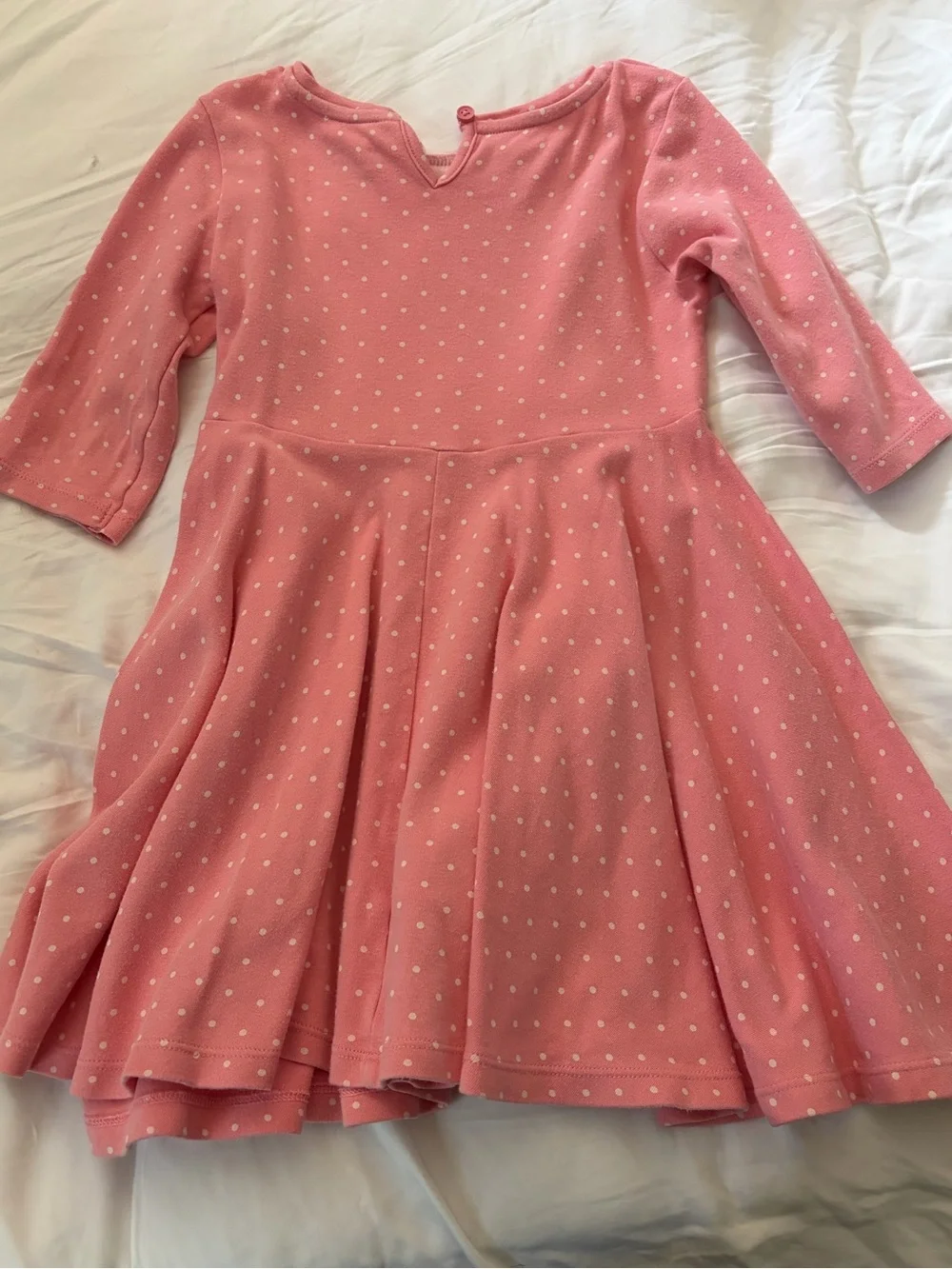 Mini Boden Pink Polka Dot Dress with Colorful Floral & Butterfly Appliqués